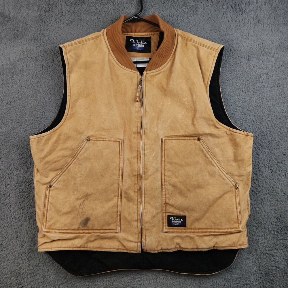 Walls Blizzard Pruf Vest Mens Large Brown Duck Canvas Insulated Workwear Utility